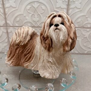 Sandicast Shih Tzu Figurine Gold White 1995 Collectible Vintage - home decor 🐶🐾